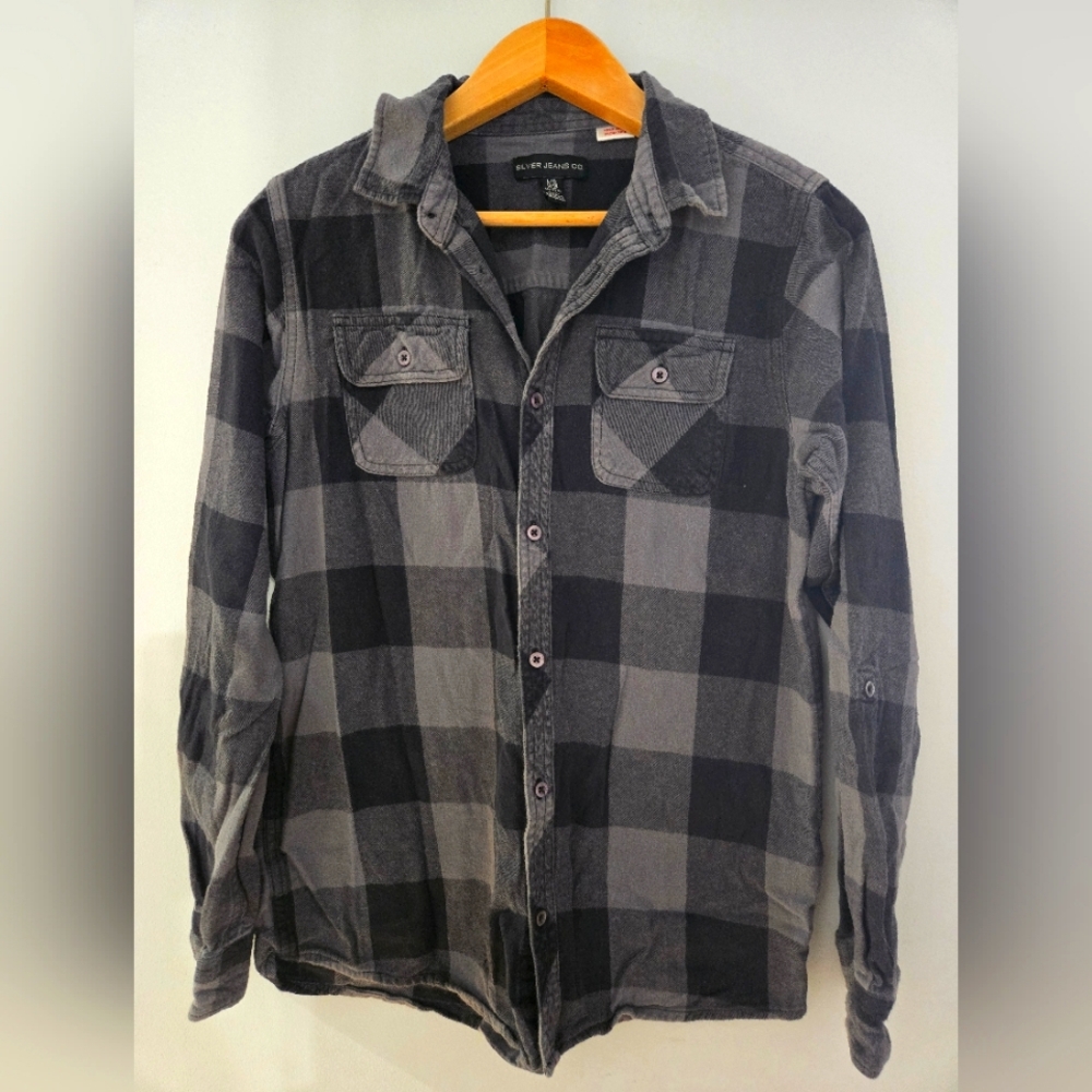 Silver Jeans Grey and Black Plaid, YL